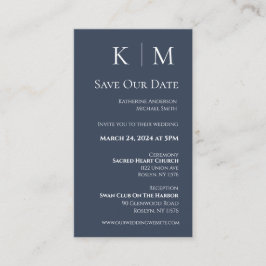 Blau und weiß - modern Save the Date- Visitenkarte