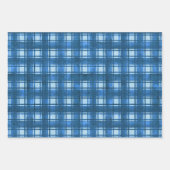 Blau und Weiß Moderne Denim Karierte Muster Geschenkpapier Set (Vorderseite 2)