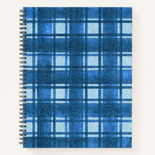 Blau und Weiß Moderne Denim Karierte Muster Notizblock