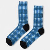 Blau und Weiß Moderne Denim Karierte Muster Socken (Linkes Detail)