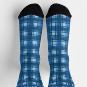 Blau und Weiß Moderne Denim Karierte Muster Socken (Oben)