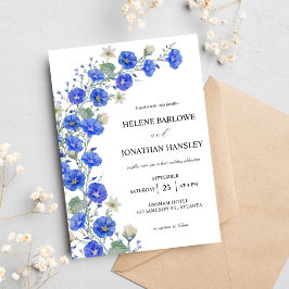 Blau und weiß Moderne Rustikale Hochzeit Einladung