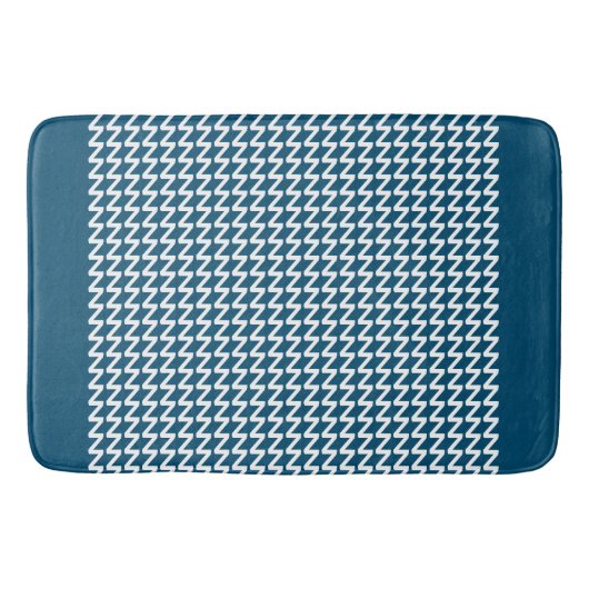 Blau und weiß Moderne Sharp Waves Badematte (Vorderseite)