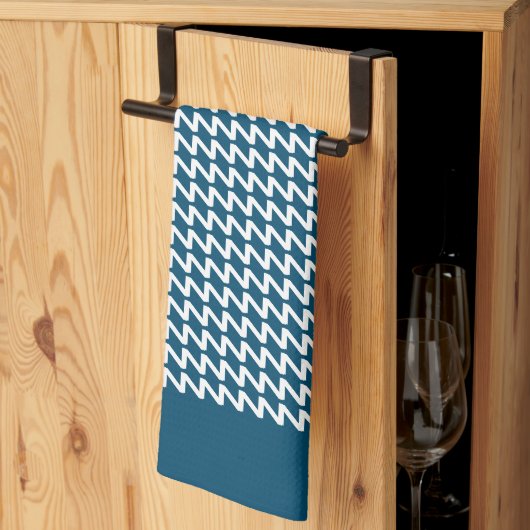 Blau und weiß Moderne Sharp Waves Geschirrtuch (Drittel gefaltet)