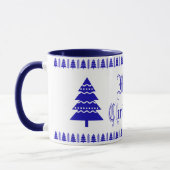 Blau und Weiß Moderne Weihnachtsbaumstämme Muster Tasse (Links)