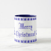 Blau und Weiß Moderne Weihnachtsbaumstämme Muster Tasse (Zentrum)