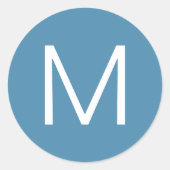 Blau und Weiß Moderner Minimalistischer Brief Runder Aufkleber (Vorderseite)