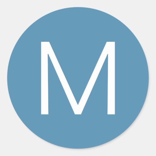 Blau und Weiß Moderner Minimalistischer Brief Runder Aufkleber (Vorderseite)