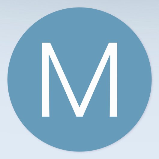 Blau und Weiß Moderner Minimalistischer Brief Runder Aufkleber