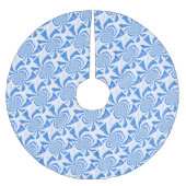 Blau und Weiß Modernes Fraktal Design Polyester Weihnachtsbaumdecke (Vorderseite)
