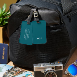 Blau und Weiß Modernes Monogramm Gepäckanhänger