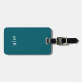 Blau und Weiß | Modernes Monogramm Gepäckanhänger (Vorderseite horizontal)