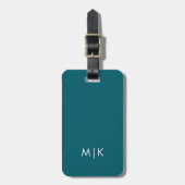 Blau und Weiß | Modernes Monogramm Gepäckanhänger (Vorderseite vertikal)