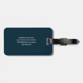 Blau und Weiß | Modernes Monogramm Gepäckanhänger (Rückseite horizontal)