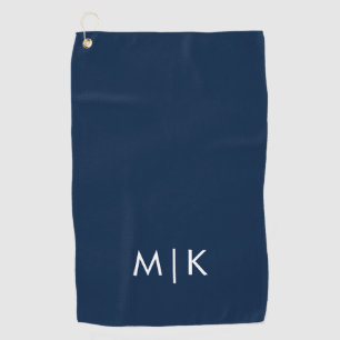 Blau und Weiß Modernes Monogramm Golfhandtuch