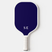 Blau und Weiß | Modernes Monogramm Pickleball Schläger (Rückseite)