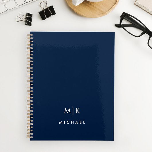 Blau und Weiß | Modernes Monogramm Planer