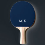 Blau und Weiß | Modernes Monogramm Tischtennis Schläger<br><div class="desc">Dieses moderne Tischtennis-Paddel-Design mit dunkelmarineblau-blauem Hintergrund. Ihre Initialen in fett weißem Text sorgen für ein schlichtes,  stilvolles und dennoch berufliches Aussehen.</div>