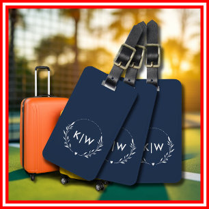 Blau und Weiß Monogram für moderne Initials Gepäckanhänger