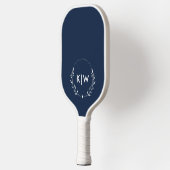 Blau und Weiß | Monogram für moderne Initials Pickleball Schläger (Links)
