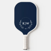 Blau und Weiß | Monogram für moderne Initials Pickleball Schläger (Rückseite)