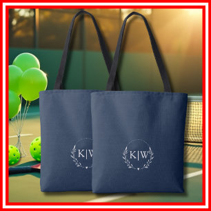 Blau und Weiß Monogram für moderne Initials Tasche