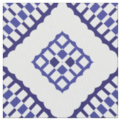 Blau und Weiß Mosaik Geometric Azurblau Muster Stoff (Nahaufnahme)