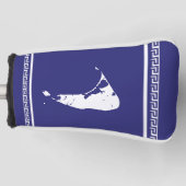 Blau und Weiß Nantucket Island Griechischer Schlüs Golf Headcover (Vorderseite)