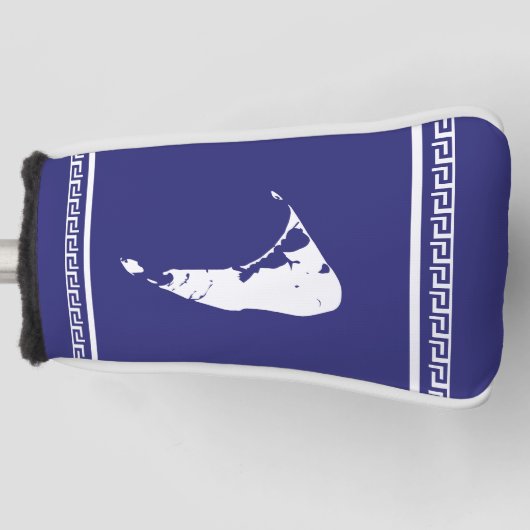 Blau und Weiß Nantucket Island Griechischer Schlüs Golf Headcover (Vorderseite)