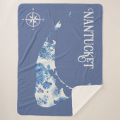 Blau und Weiß Nantucket Sherpa Blanket Sherpadecke (Vorderseite)