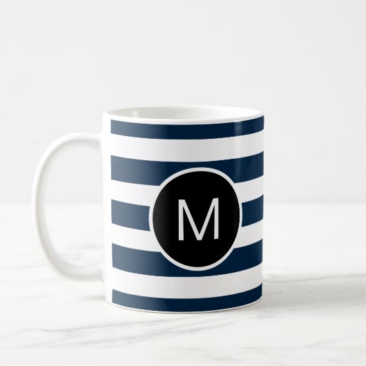 Blau und Weiß (oder benutzerdefinierte Farben) Str Kaffeetasse (Links)