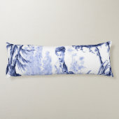 Blau und Weiß Orientale Chinoiserie Seitenschläferkissen (Rückseite)