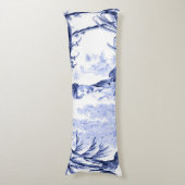 Blau und Weiß Orientale Chinoiserie Seitenschläferkissen (Vorderseite Vertikal)