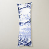 Blau und Weiß Orientale Chinoiserie Seitenschläferkissen (Rückseite (Vertikal))