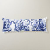 Blau und Weiß Orientale Chinoiserie Seitenschläferkissen (Rückseite)