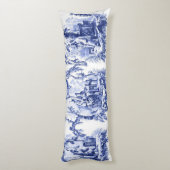 Blau und Weiß Orientale Chinoiserie Seitenschläferkissen (Rückseite (Vertikal))