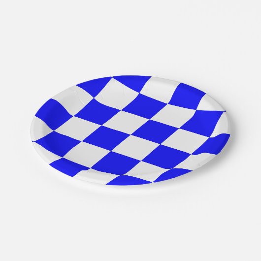 Blau und Weiß Pappteller (Schrägansicht)