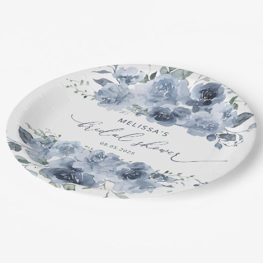 Blau und Weiß Pappteller (Schrägansicht)