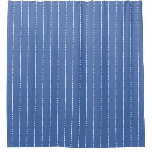 Blau und Weiß Pinstripe Duschvorhang (Vorderseite)