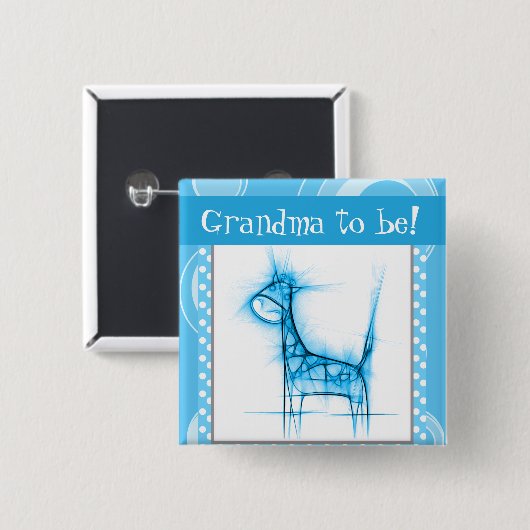 Blau und Weiß Polka Dot Giraffe Button (Vorne & Hinten)