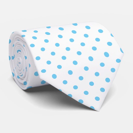 Blau und Weiß Polka Dot Necktie Krawatte (Gerollt)