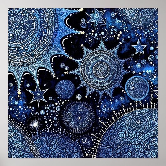 Blau und Weiß Poster (Vorne)