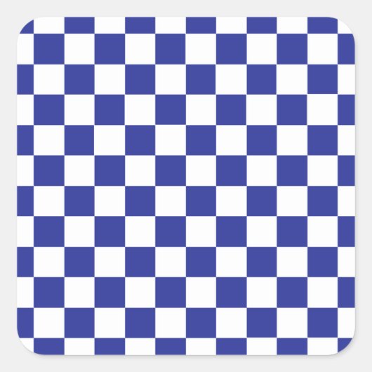 Blau und Weiß Quadratischer Aufkleber (Vorderseite)