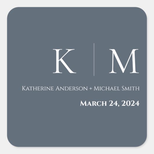 Blau und Weiß Quadratischer Aufkleber (Vorderseite)