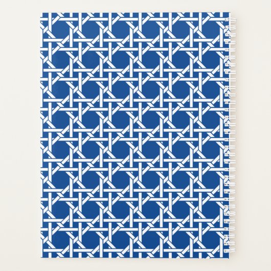 Blau und Weiß | Rattan | Monogramm Planer (Rückseite)