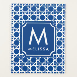 Blau und Weiß   Rattan   Monogramm Planer