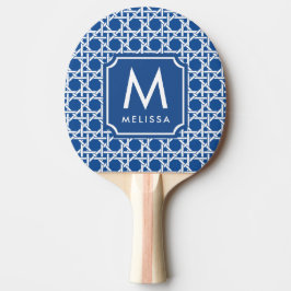 Blau und Weiß | Rattan | Monogramm Tischtennis Schläger