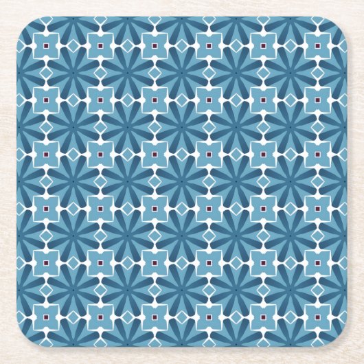 Blau und Weiß Rechteckiger Pappuntersetzer (Vorderseite)