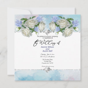 Blau und Weiß Rosen und Diamanten