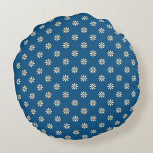 Blau und Weiß Rundes Kissen